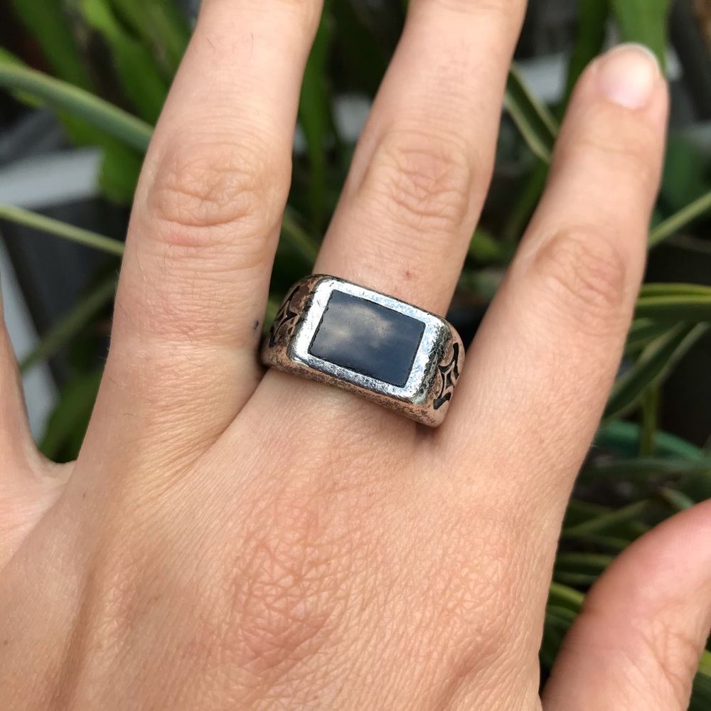 Black Onyx Silver | Biker | Vintage Ring sz 10.75